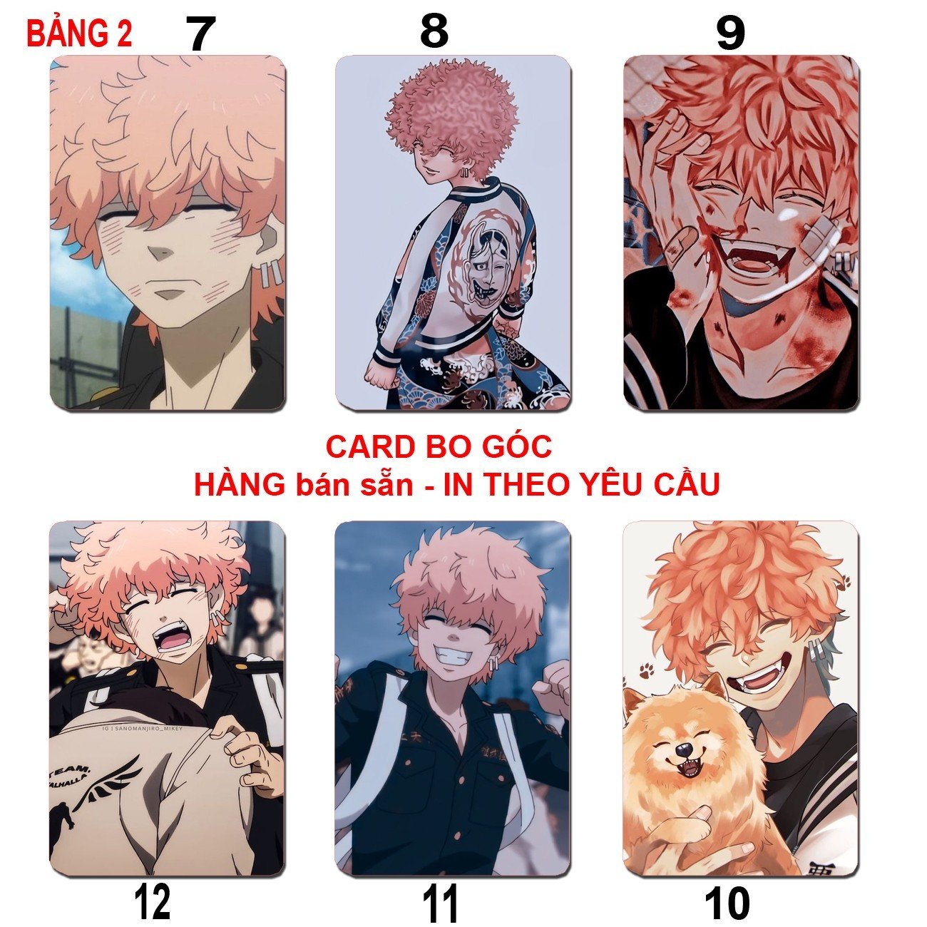 Card bo góc Kawata Nohoya 6 ảnh khác nhau/ Thẻ card hình Kawata Nohoya Tokyo Revengers