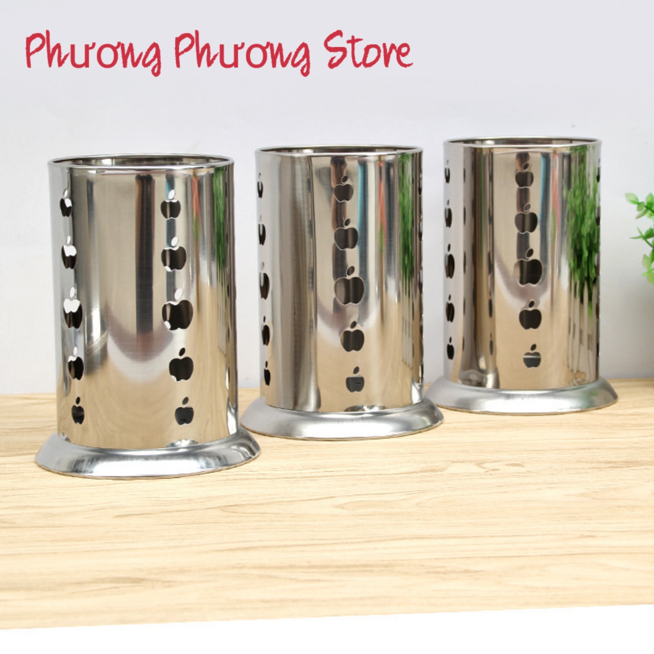 Ống đựng muỗng đũa inox hoa quả táo