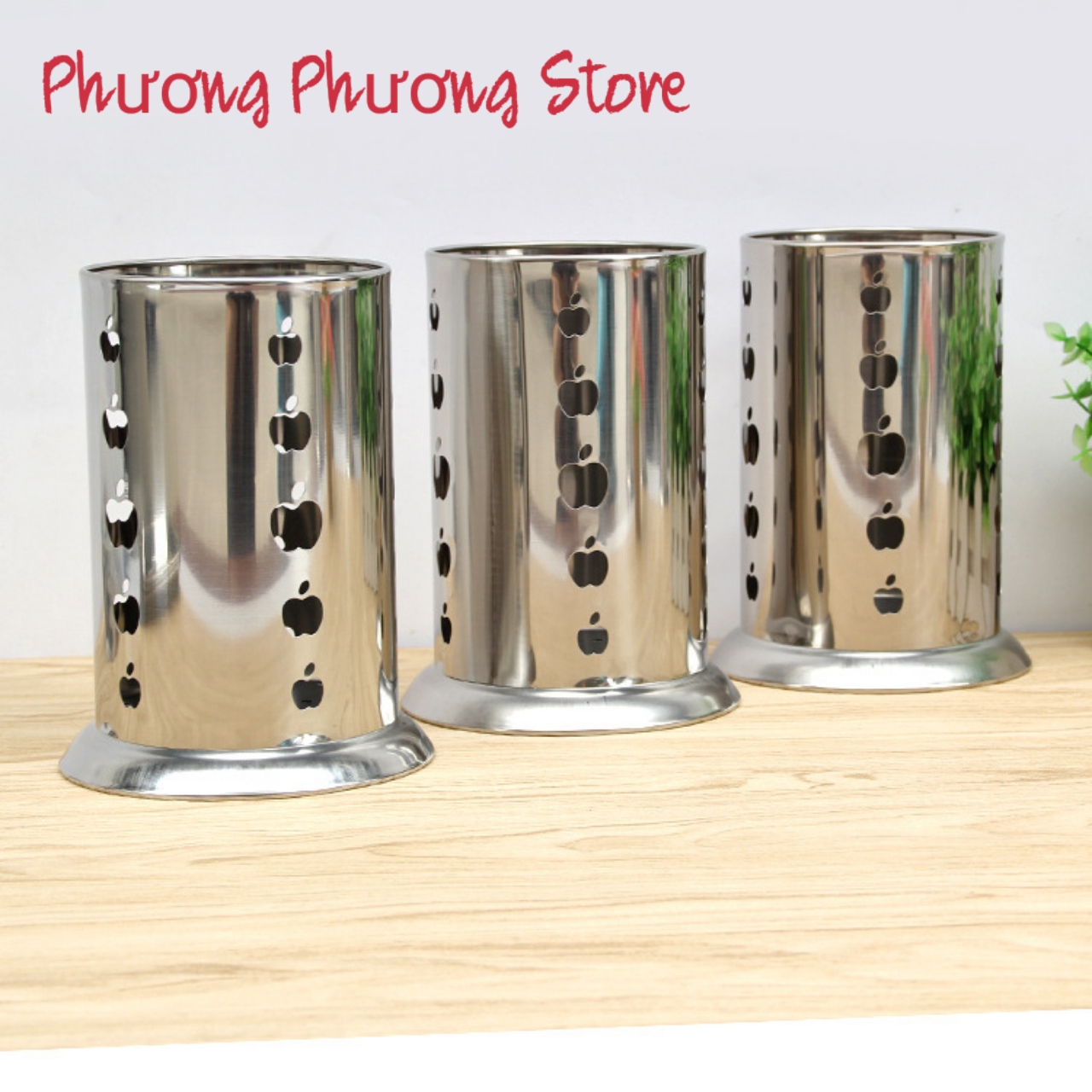 Ống đựng muỗng đũa inox cao cấp ( tặng vỉ dán tường to )