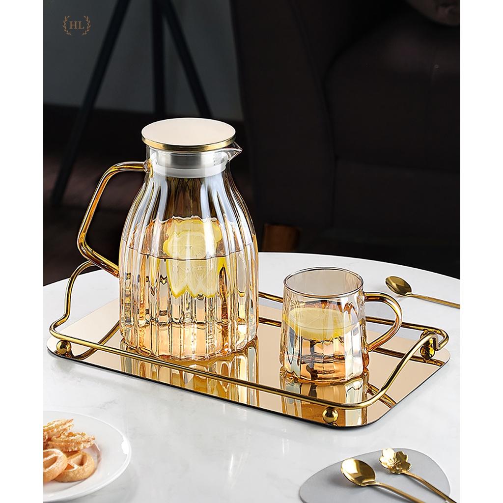 Bình cốc thủy tinh Decor chịu nhiệt Borosilicate | Bình Ly Thủy Phong cách Vintage Vàng Hổ Phách 2023