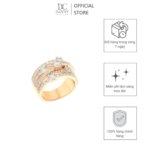 Nhẫn Nữ Danny Jewelry Bạc 925 Đính Đá CZ Xi Rhodium/Vàng hồng N0073