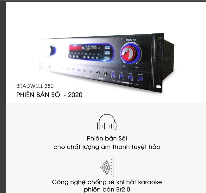 AMPLY BLUETOOTH NGHE NHẠC, KARAOKE ĐỈNH CAO BRADWELL 380 PHIÊN BẢN SÓI_HÀNG CHÍNH HÃNG