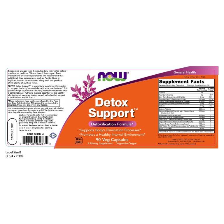 Thực phẩm bảo vệ sức khỏe Detox Support hãng Now foods USA Thải độc cơ thể, giải độc gan, tăng cường chức năng gan