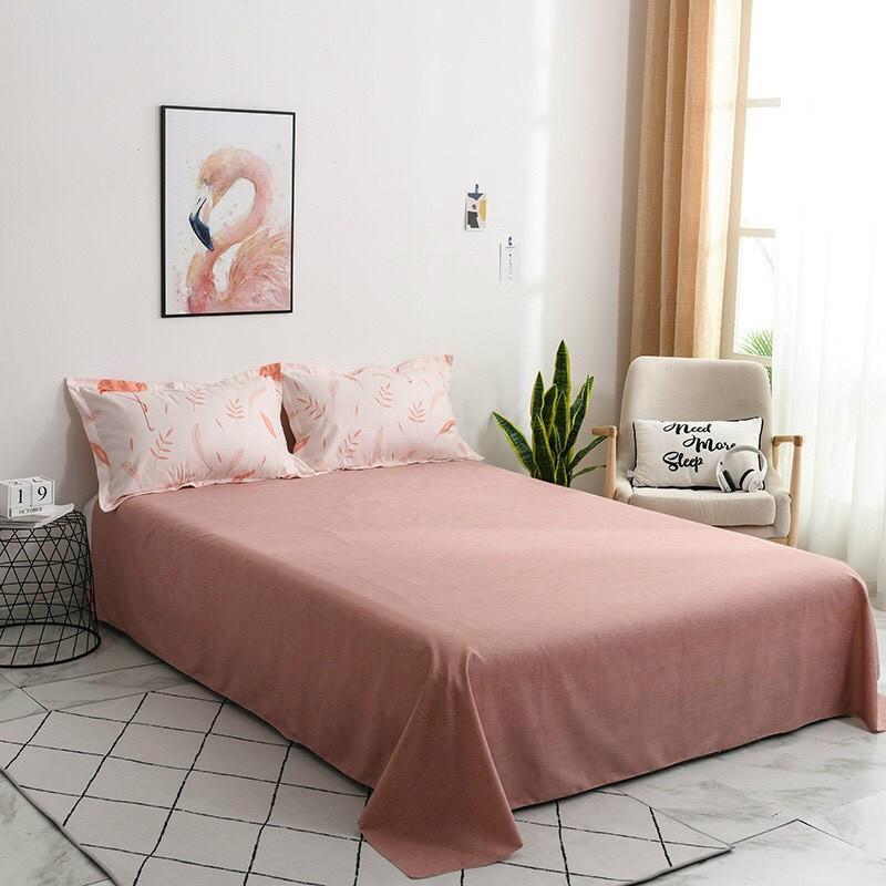Bộ chăn ga Cotton Poly Họa tiết Hạc Cam - Hàng Nhập Khẩu