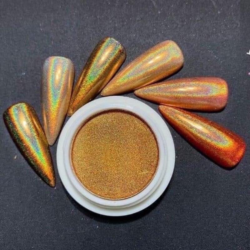 Tráng Gương Cầu Vồng Dạng Nén 2 Màu Vàng Bạc, Dung Tích 0.5g, Siêu Mịn, Bám Chặt Móng, Dễ Sử Dụng Cho Thợ Làm Nail Sơn Gel