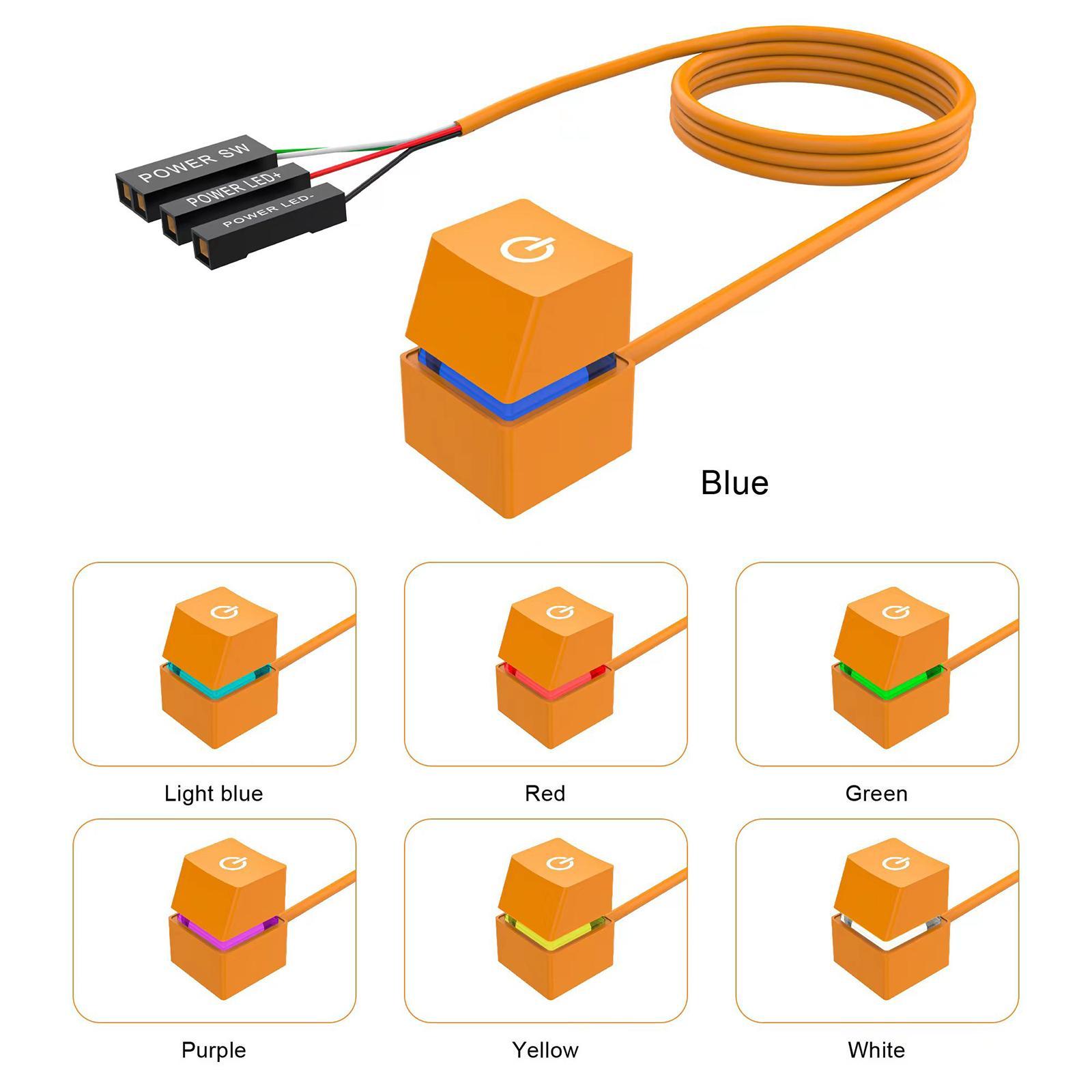 Desktop Computer Power Switch Colorful Light Effect External Start Power on/Off Button