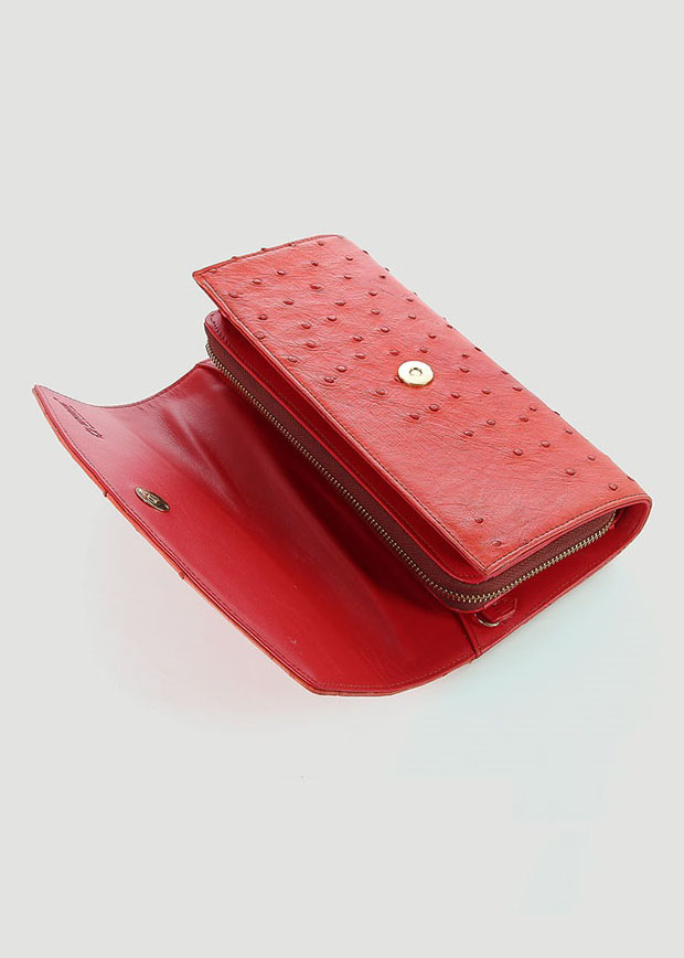 Túi xách nữ da đà điểu Huy Hoàng đeo chéo màu đỏ HT6434
