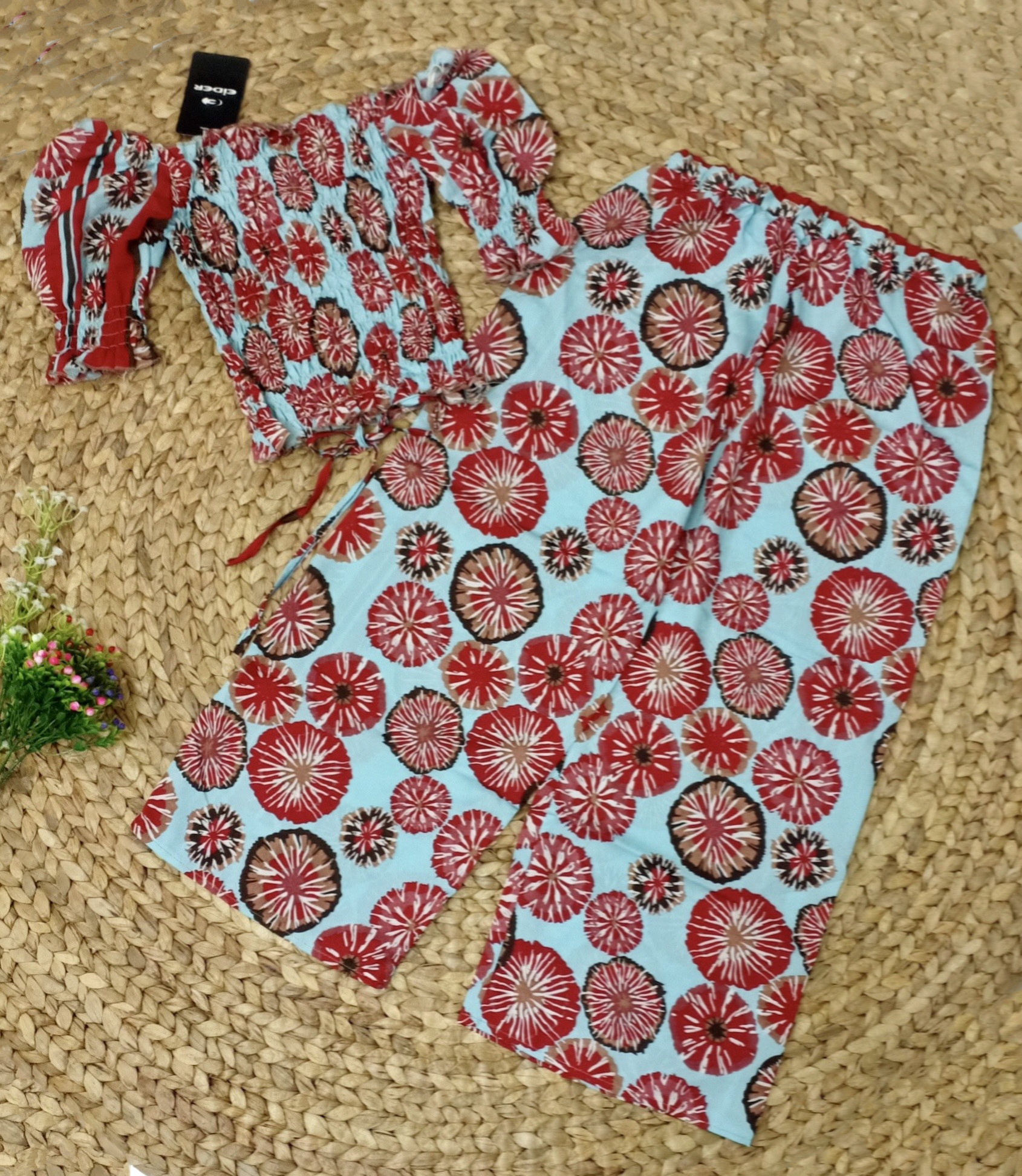 Bộ Tiểu Thư Ống Rộng Nhún Eo Cực Xinh