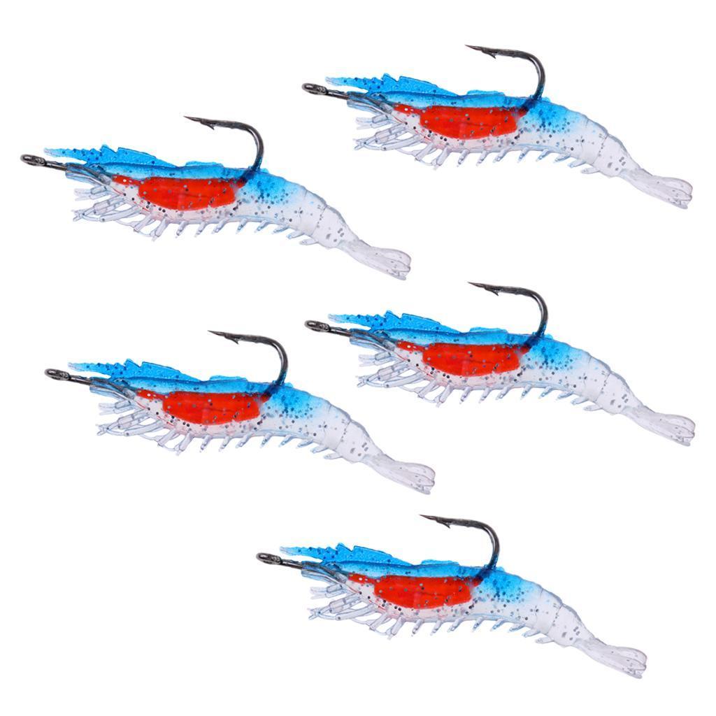5Pcs Creative Shrimp Style Soft Prawn Sea Fishing Lure Simulation Hook Baits