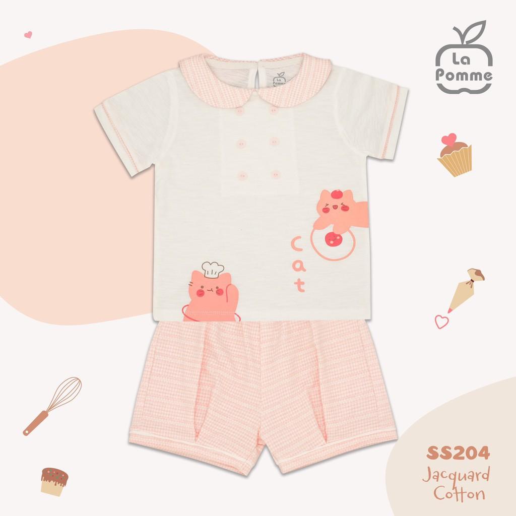 SS204 Bộ cộc tay La Pomme Mèo hồng cho bé sơ sinh đến 5 tuổi