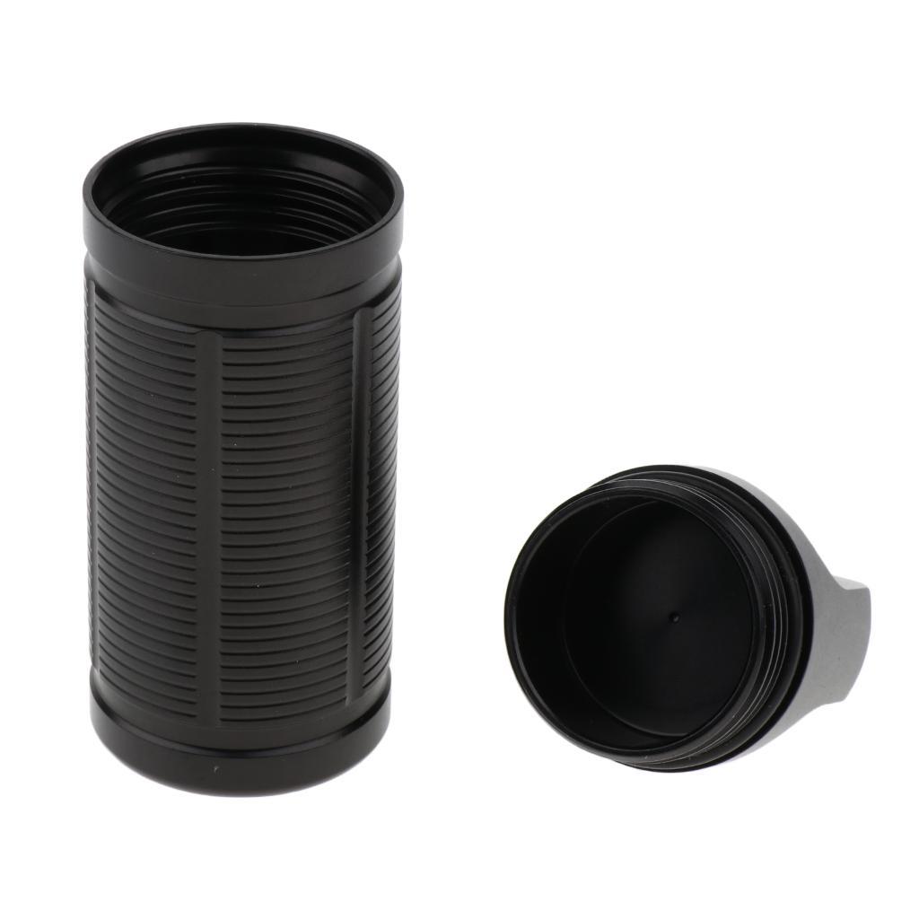 2pcs Pill Box Keychain Waterproof Single Chamber, Titanium Pill Organizer for Outdoor Travel Camping, Gray, Black