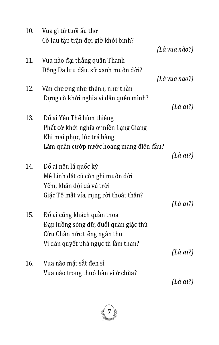 Câu Đố Nhân Vật Lịch Sử, Địa Danh