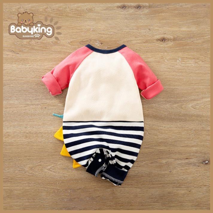 BodySuit giáng sinh noel cho bé,áo liền quần dễ thương dài tay kiểu khủng long tím đỏ (2356),cotton 100%,Aiueo Nhật