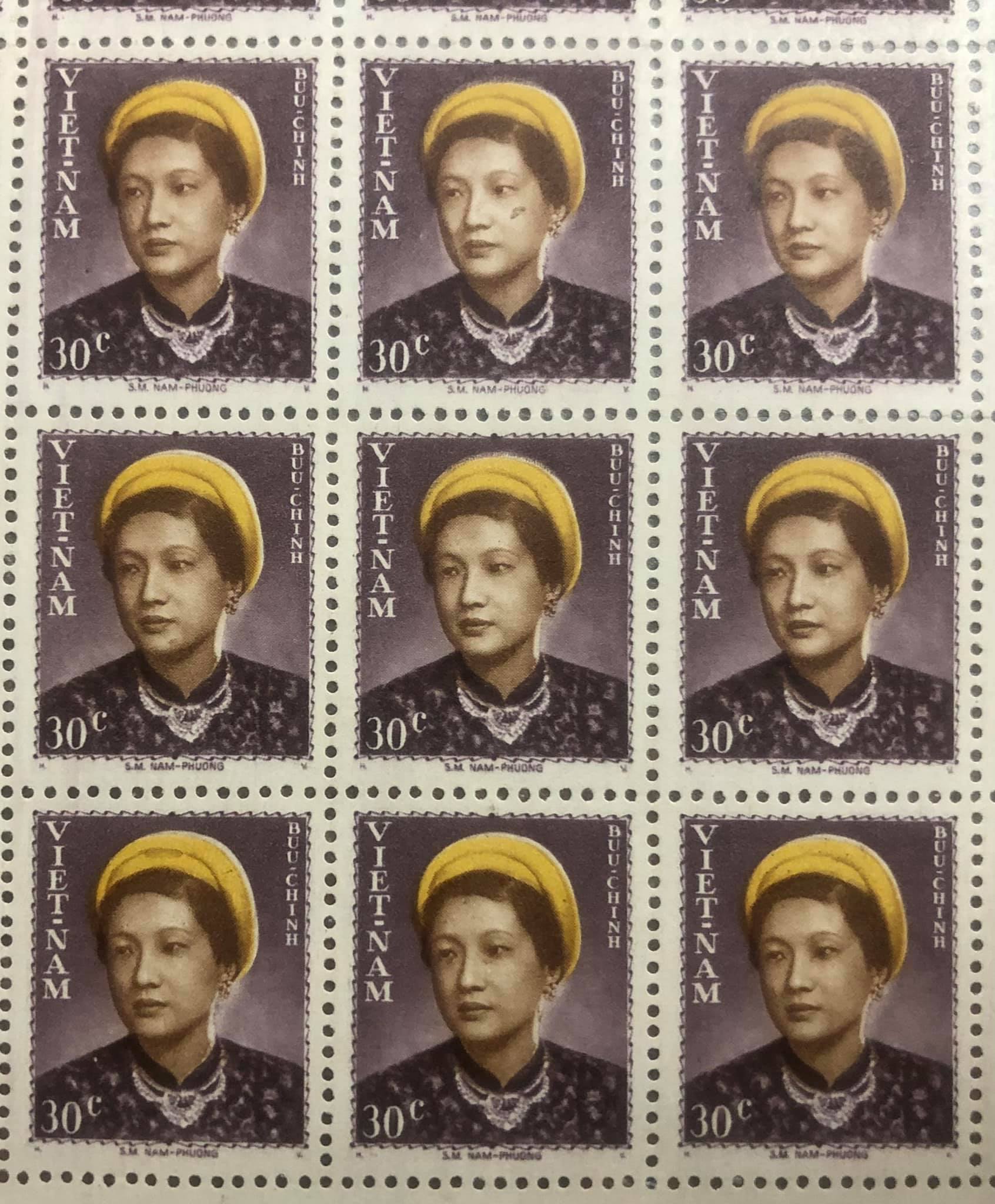 Bloc tem sống Đông Dương nguyên khối 80 con tem Nam Phương Hoàng Hậu, vị hoàng hậu cuối cùng của chế độ phong kiến Việt Nam