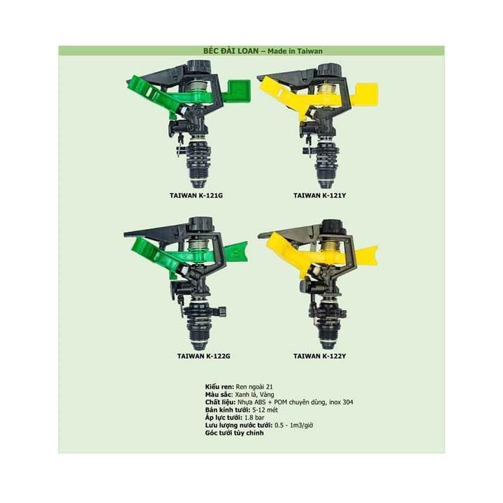 Béc tưới cây cánh đập tùy chỉnh góc ,xoay 360 độ, ren 21 Combo 50 cái Taiwan- K121Y