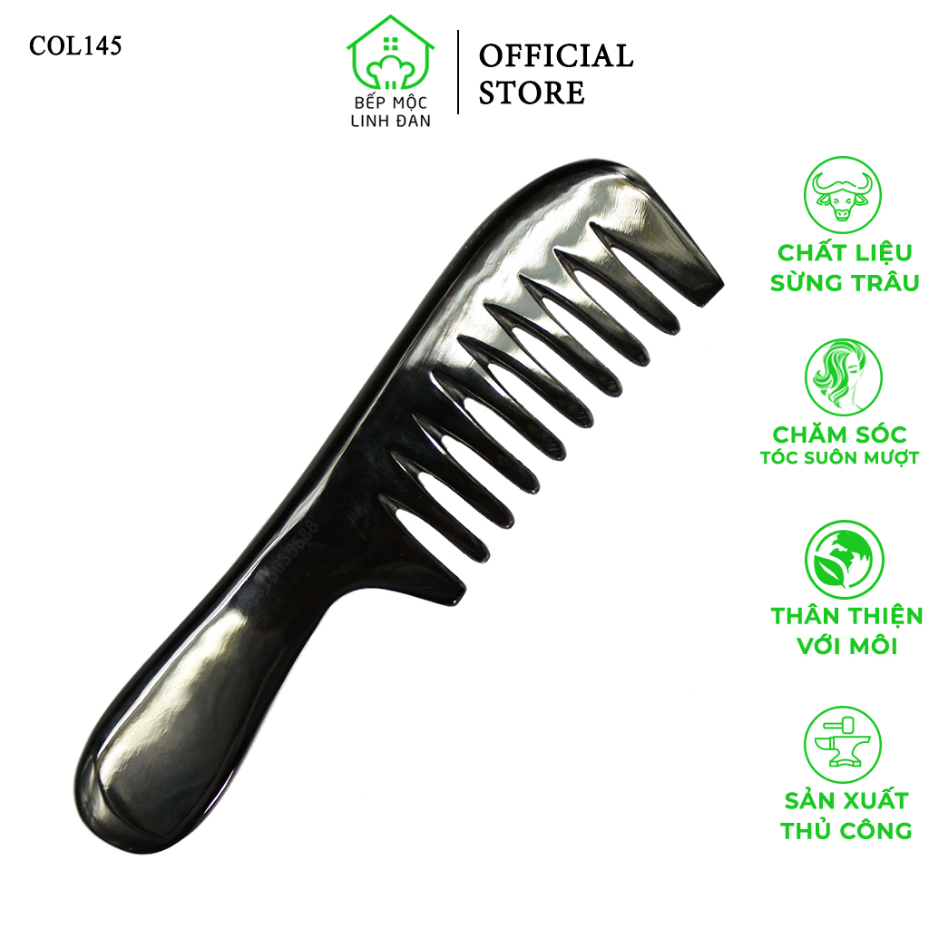 Lược Sừng Răng Thưa  Chải Tóc Xoăn/ Xù/ Rối/ Mát Xa Đầu