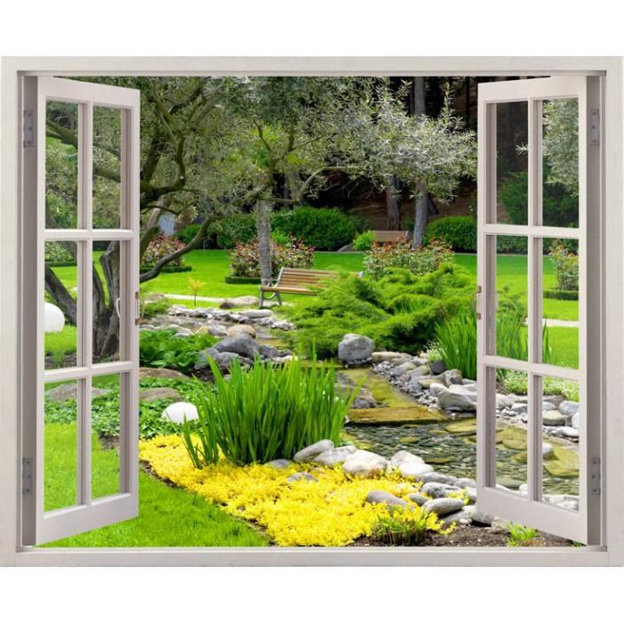 Tranh dán tường cửa sổ 3D cảnh đẹp thiên nhiên 0231