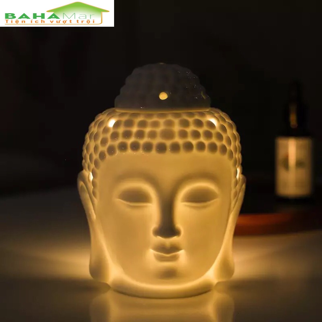 ĐẦU PHẬT ĐỐT NẾN XÔNG TINH DẦU BẰNG GỐM CAO CẤP - TRANG TRÍ NHÀ "BAHAMAR" sử dụng để trang trí nhà cửa và hương liệu. cho phép ánh sáng của nến tỏa sáng trong