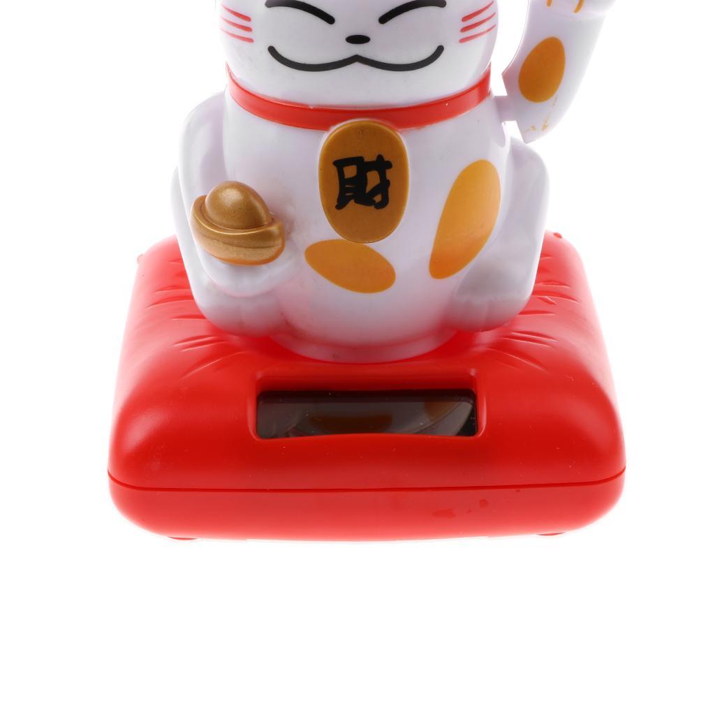 Kids Solar Powered Waving Hands Fortune Cat Kitten Animal Swinging Figure Toy Car Home Ornament Decor Kids Xmas Gifts Gag Prank Toys #C