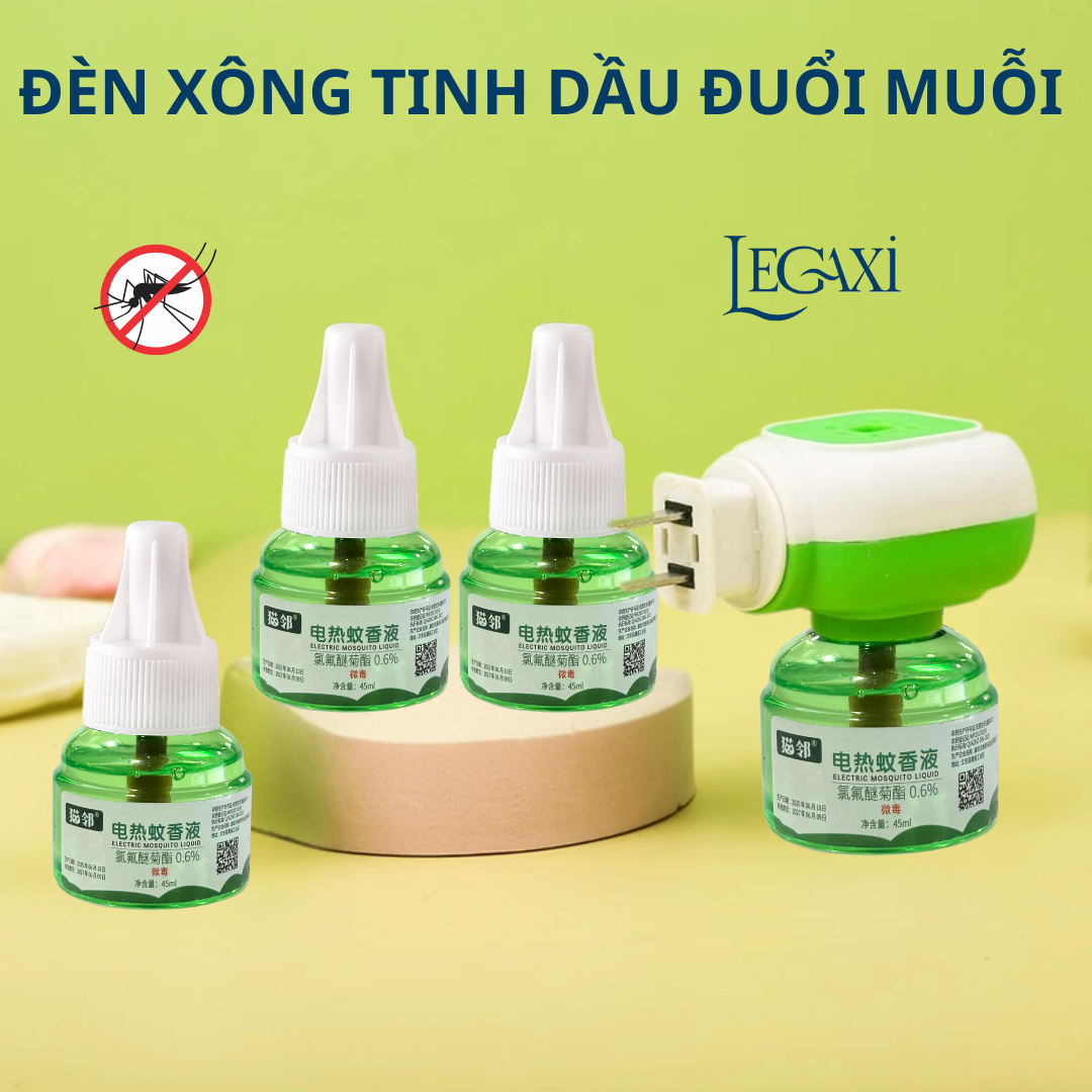 Set Đèn Xông Tinh Dầu Đuổi Muỗi Chất Liệu Thiên Nhiên, Không Mùi, Không Khói An Toàn Cho Mẹ Và Bé
