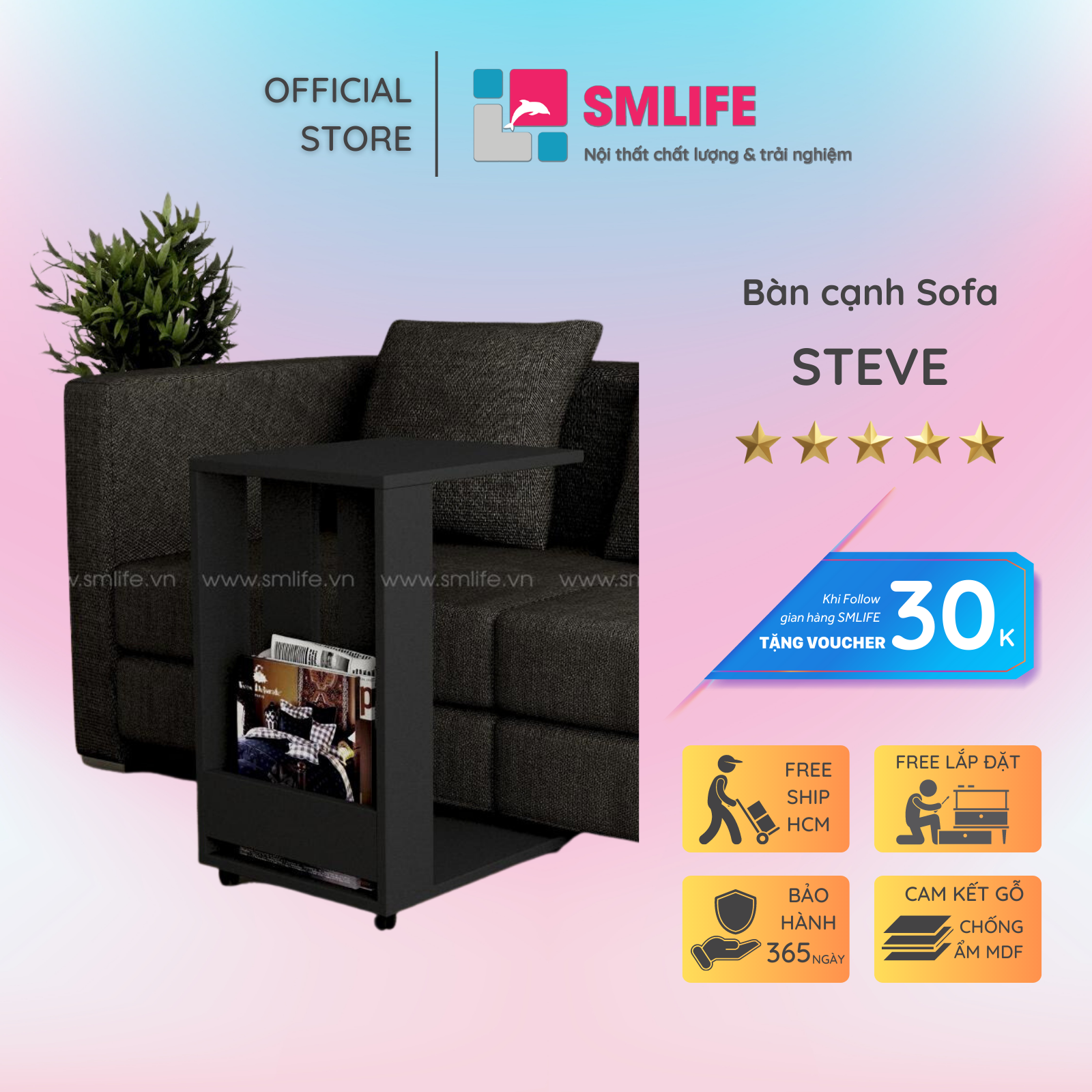 Bàn cạnh sofa SMLIFE Steve