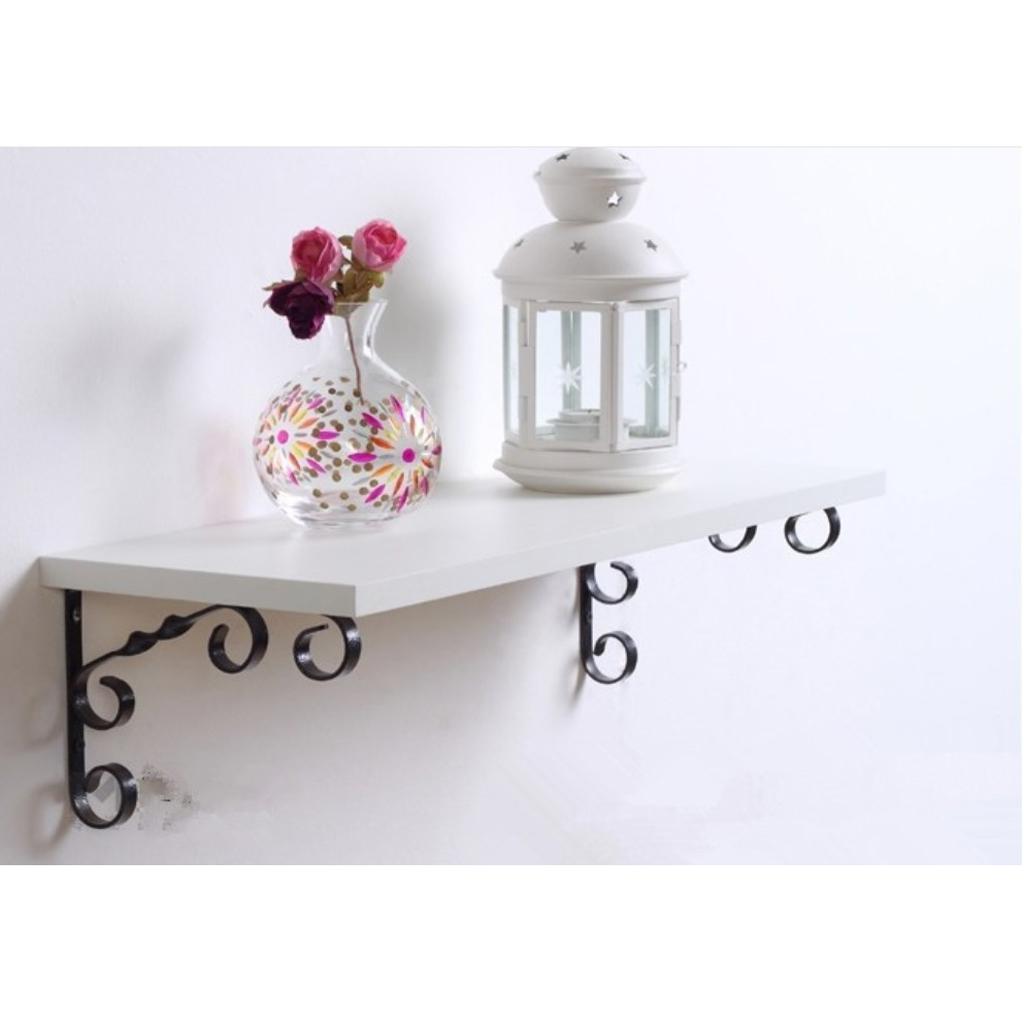2x Metal Black Floating Wall Shelf Bracket Support Holder Wall Rack DIY #1