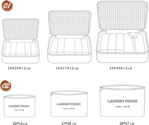 Set 6 túi tiện ích du lịch màu