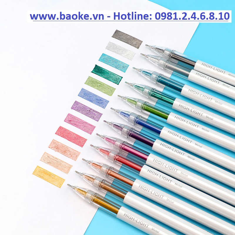 Vỉ 12 cây bút gel - bút nước 0.6mm Baoke - PC3708 (12 màu)