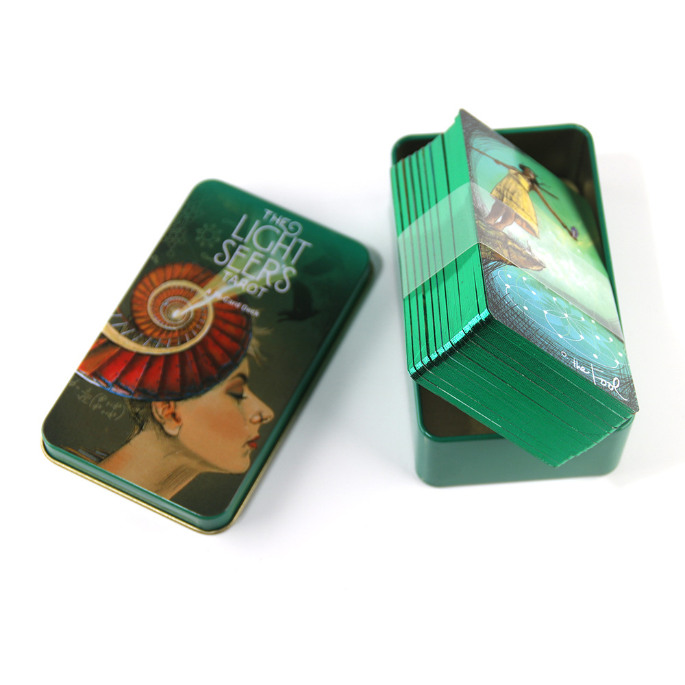 [Mạ Cạnh] Bộ Bài The Light Seer's Tarot Hộp Thiếc Mạ Cạnh Xanh Lá 78 Lá Tặng Link Tiếng Việt Và Đá Thanh Tẩy