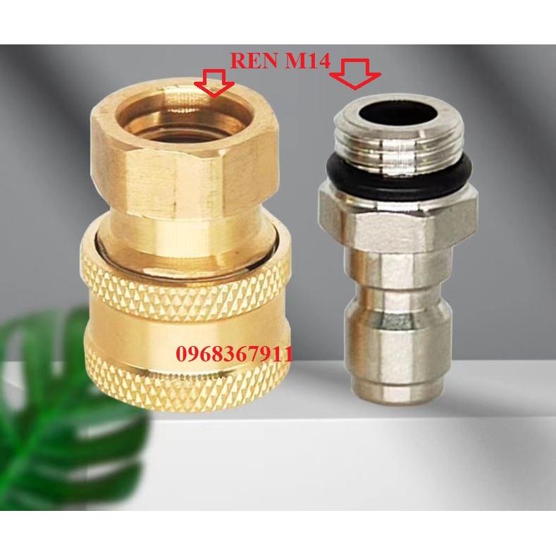 cút nối nhanh rửa xe ren M14, khớp nối nhanh máy rửa xe ren M14