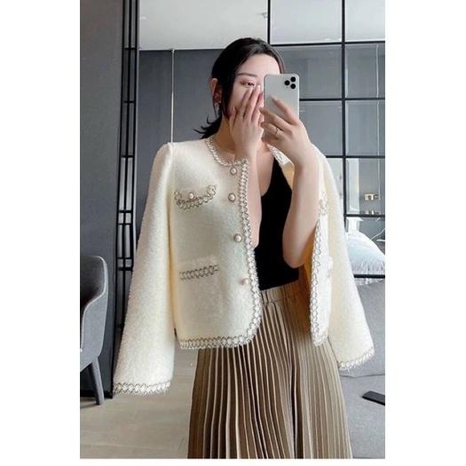 Áo khoác dạ lông thỏ