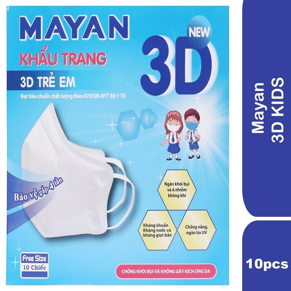 Khẩu Trang Mayan 3D Cho Trẻ Em Bảo Vệ Gấp 4 Lần Freesize 10 Chiếc/Hộp