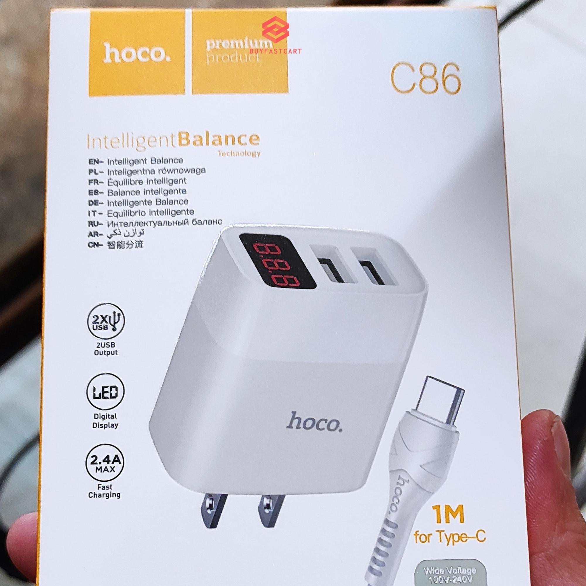 Bộ Củ Cáp Sạc Nhanh hoco 2.4A Có Báo Đèn Led Dành Cho Các Dòng Smartphone -Hàng Chính Hãng