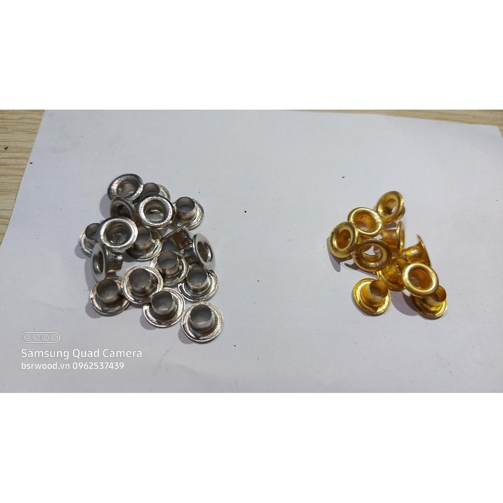 Khoen ore 5mm Khuy mắt cáo đóng bạt, bấm túi giấy Bằng sắt xi màu bạc / màu vàng Túi 1000 cái / Túi 1kg