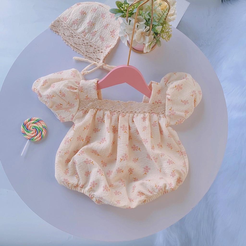 Set váy hoa cam ren cho bé 4-6kg