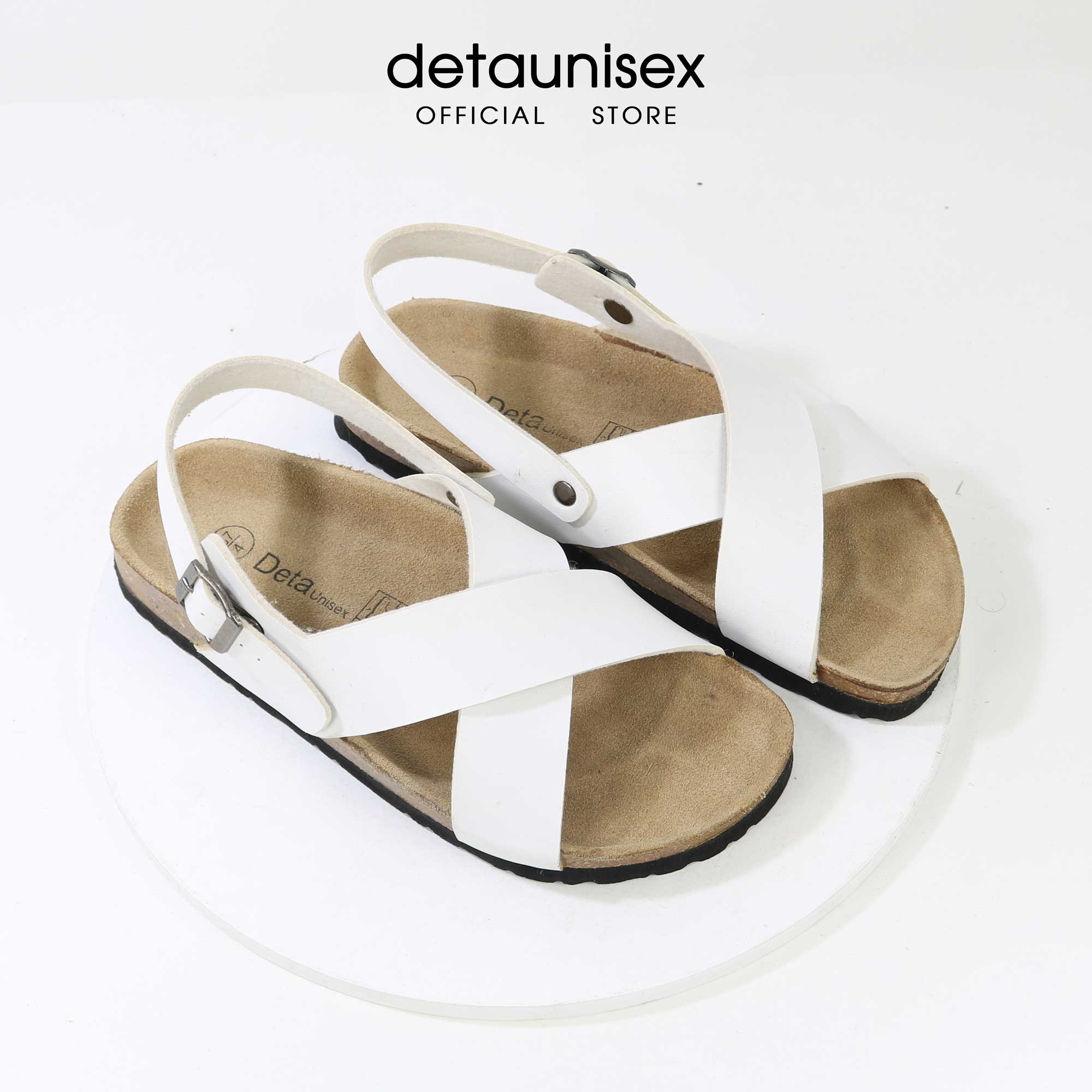 Giày Sandal Quai Hậu Đế Trấu Nam Nữ Detaunisex Quai Chéo Màu Trắng Học Sinh - SATA23T