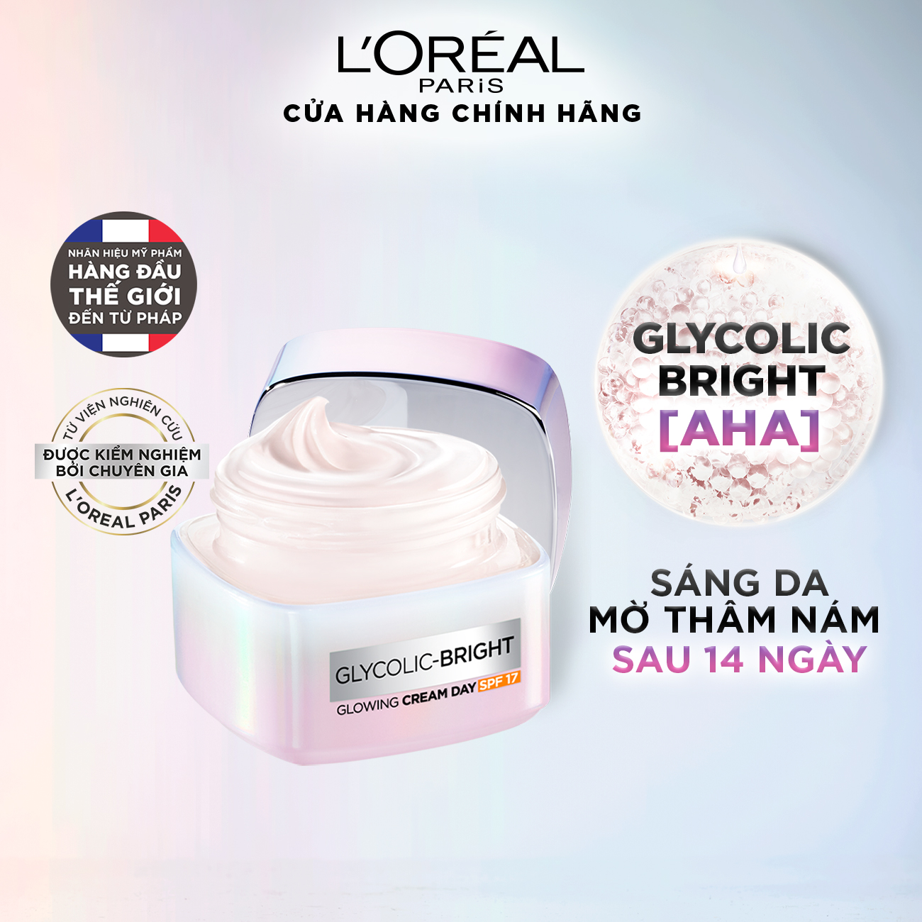 Kem Dưỡng Sáng Da Ban Ngày L'Oreal Paris Glycolic - Bright Glowing Cream Day - SPF 17 50ml