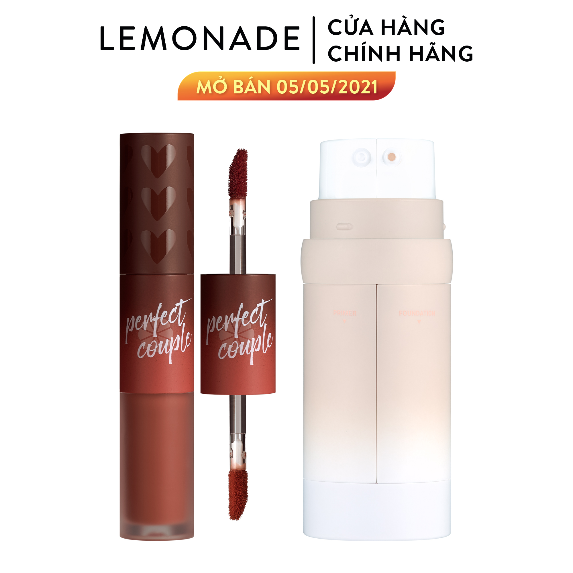 Combo Lemonade Kem nền đôi và Son kem 2 đầu Perfect Couple Fashionistar