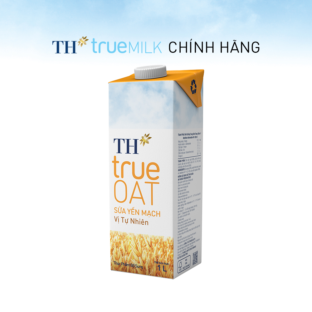 Thùng 12 hộp sữa yến mạch vị tự nhiên TH True Oat 1L (1L x 12)