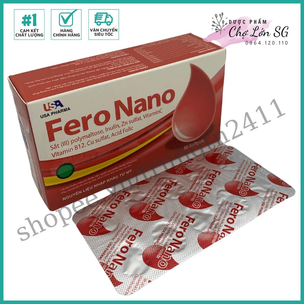 Viên uống bổ máu FERO NANO bổ sung Sắt, Acid Folic giảm tình trạng thiếu máu - Hộp 30 viên