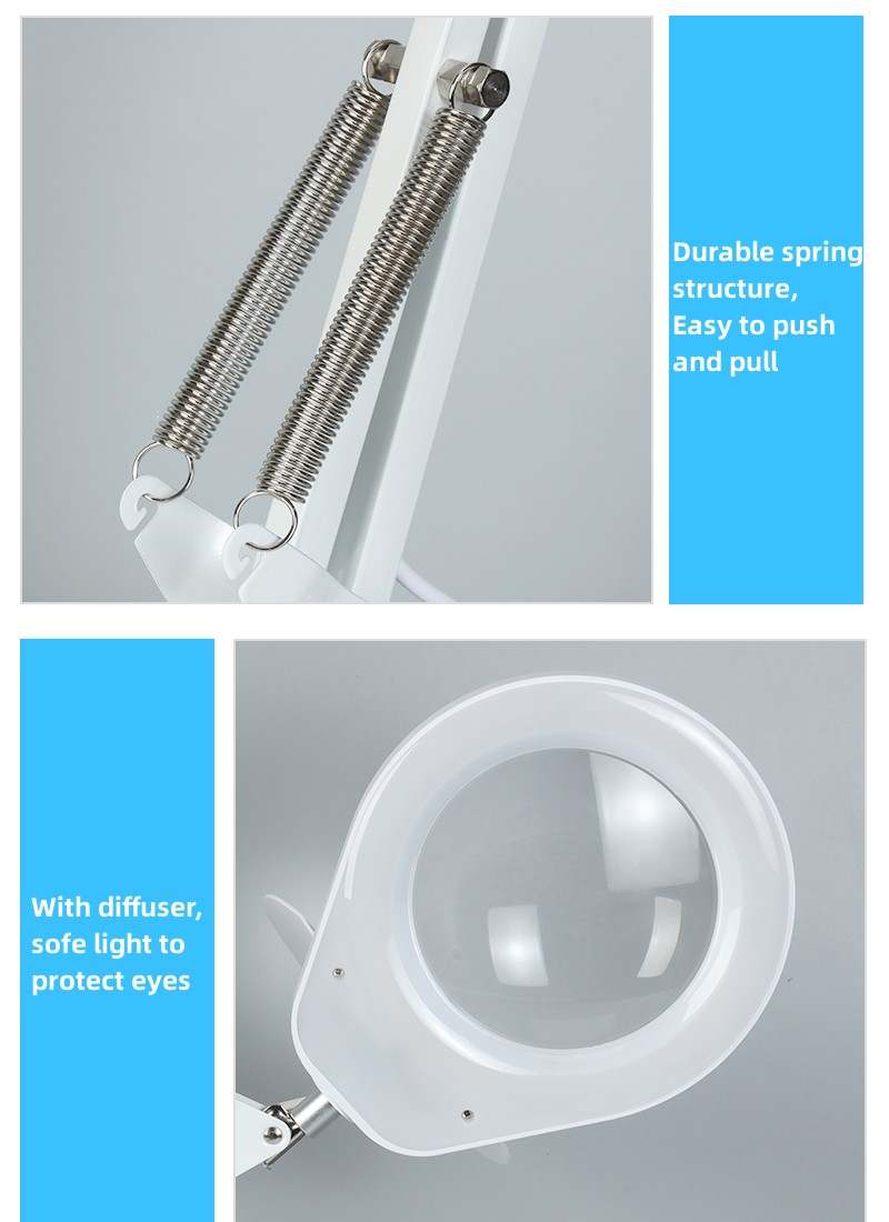 Kính lúp để bàn có đèn TERINO DE-78W (phóng đại 10X và 20X, Led, màu trắng) - Hàng chính hãng
