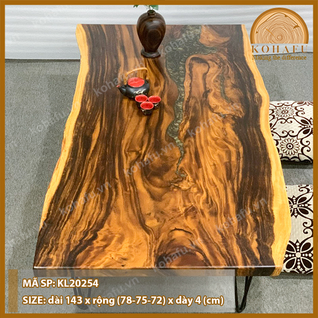 [XẢ KHO] Bàn Ngồi Bệt 1.4m Gỗ Me Tây Nguyên Tấm Tự Nhiên - Hàng Sẵn Y Hình