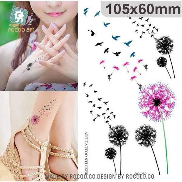 Combo 2 tấm hình xăm dán cao cấp 10x6cm: hoa bồ công anh