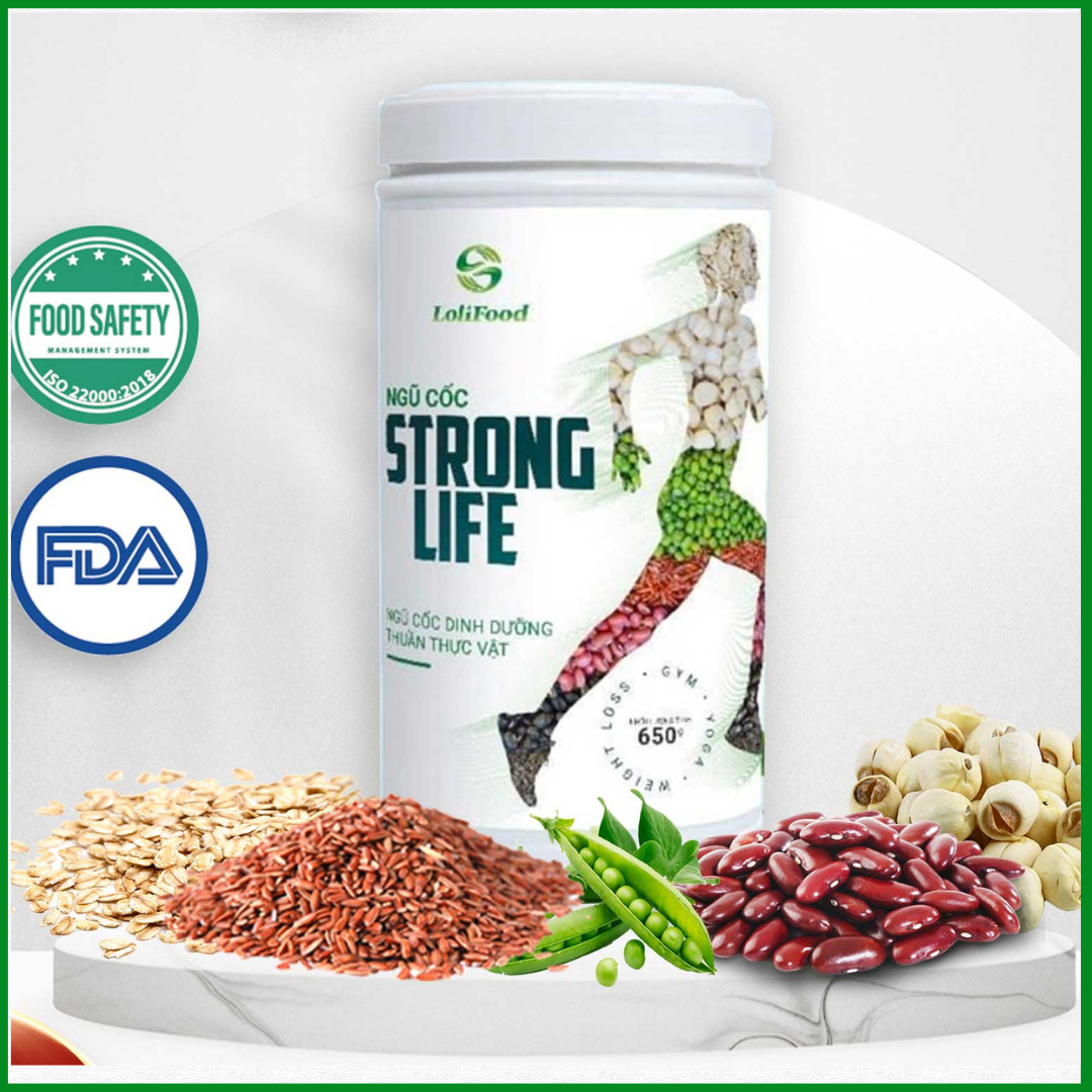 Ngũ cốc dinh dưỡng Strong Life hộp 650gr - Ngũ cốc thuần thực vật phù hợp với người chơi thể thao ăn chay