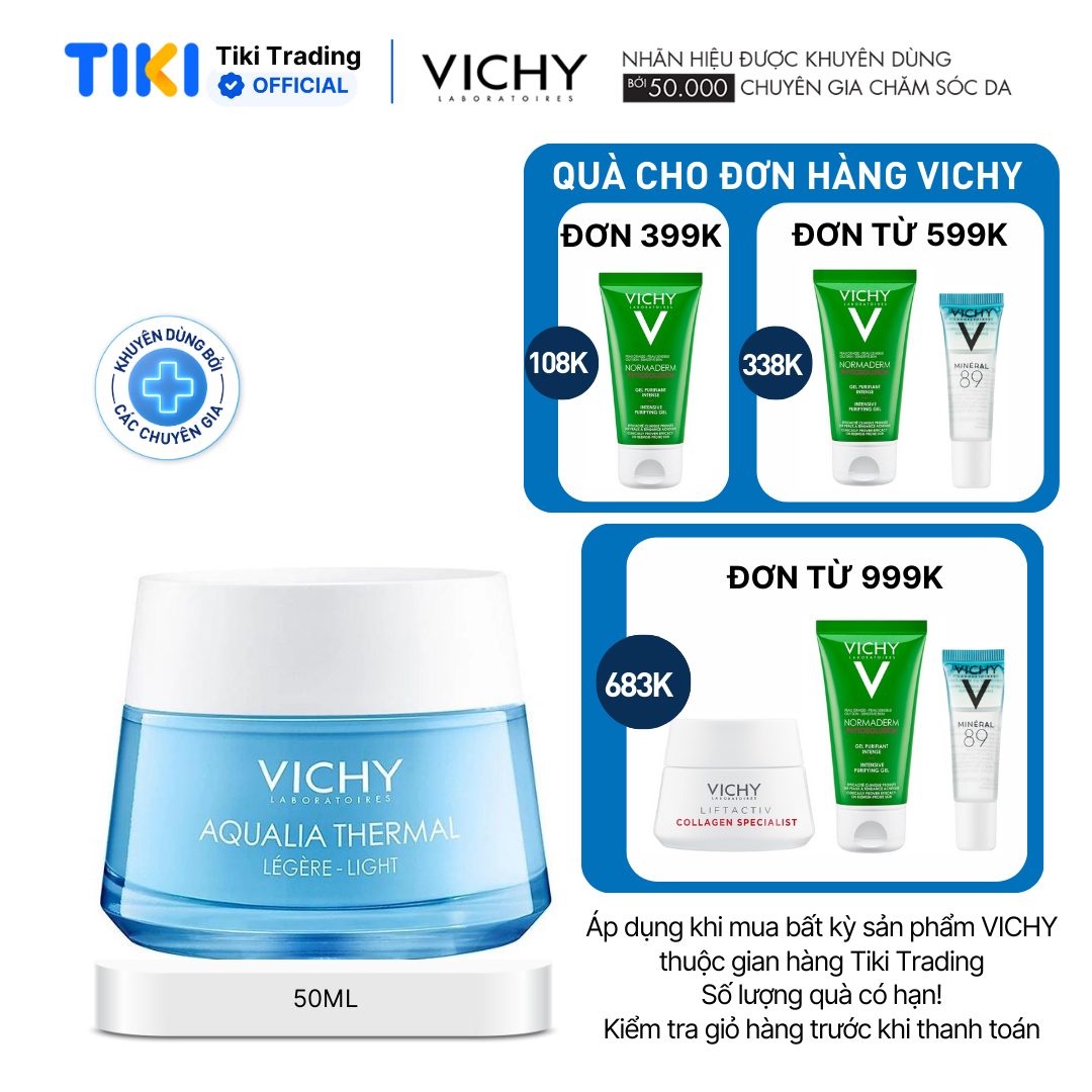Kem dưỡng ẩm cấp nước cho da căng mịn Aqualia Thermal Rehydrating CreamLight 50ml