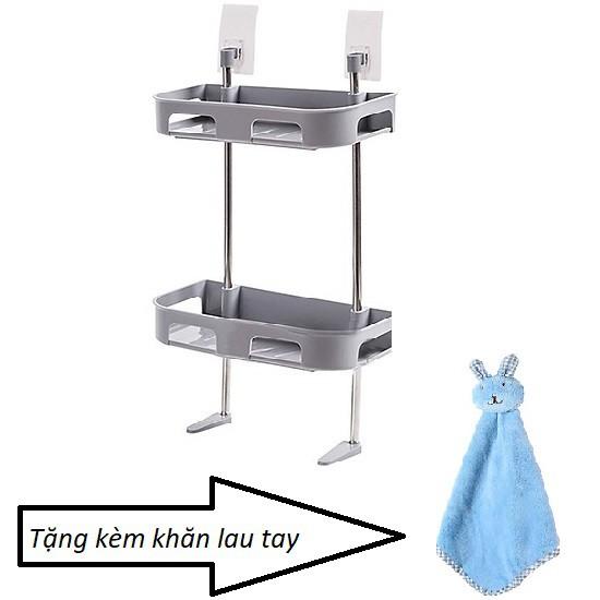Kệ chân vịt 2 tầng để gia vị nhà bếp+ tặng kèm khăn lau tay hình thú ngộ nghĩnh