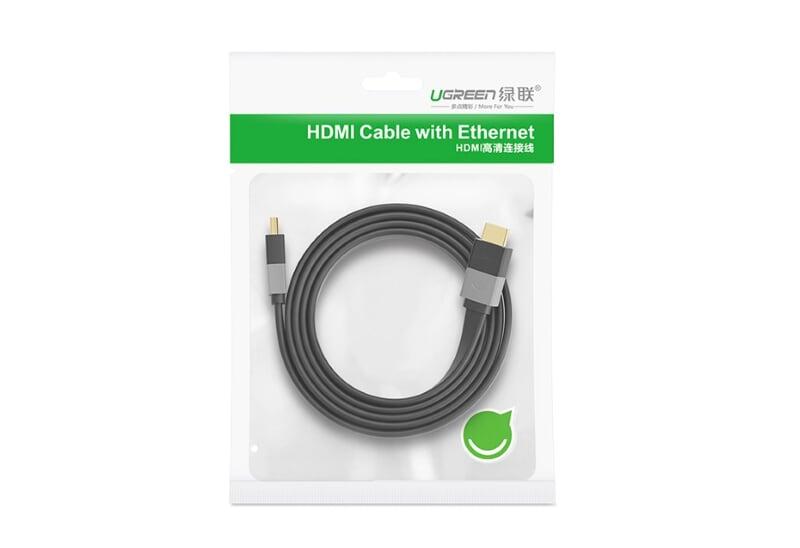 Ugreen UG30110HD120TK 2M màu Đen Cáp tín hiệu HDMI vỏ nhựa PVC cao cấp cáp dẹt - HÀNG CHÍNH HÃNG