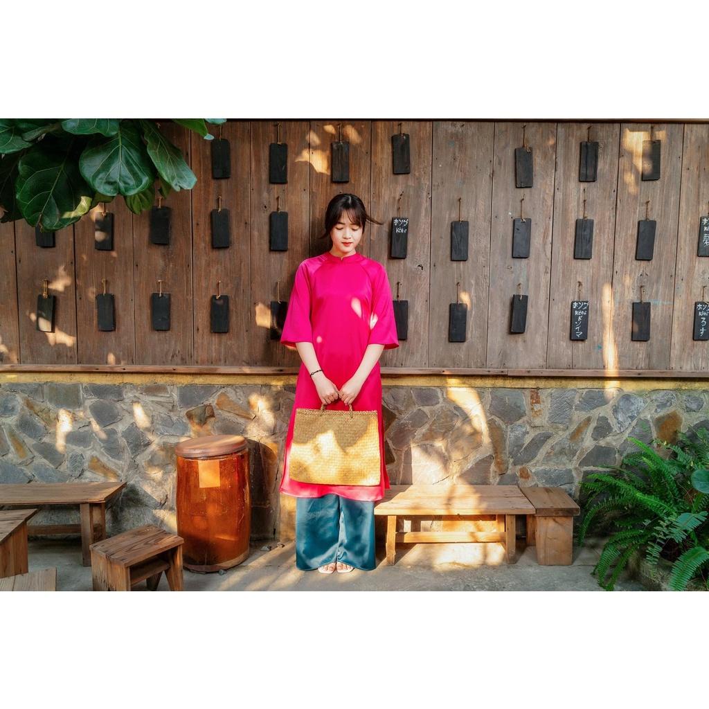 Áo dài cách tân An Khang màu hồng lụa vân cao cấp (tách lẻ) - ADAK127 - L
