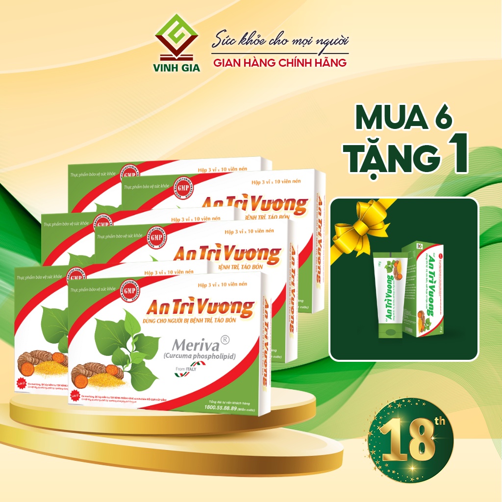 Combo 6 Hộp Viên Uống An Trĩ Vương Cải Thiện Trĩ, Táo Bón, Nứt Kẽ Hậu Môn, Giảm Đau Rát, Chảy Máu 30 Viên/Hộp