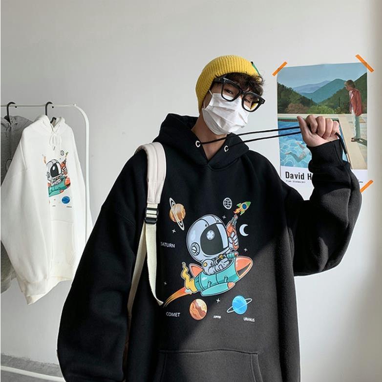 Áo Khoác Hoodie Cổ Tròn Tay Dài Dáng Rộng In Hoạt Hình 3 Màu Kiểu Hàn Quốc Thời Trang Mùa Thu Cho Cặp Đôi Size M-3XL